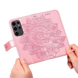 For Samsung Galaxy S24 Ultra Case - Embossed Mandala, Folio Wallet PU Leather Cover, Stand, Rose Gold | iCoverLover Australia