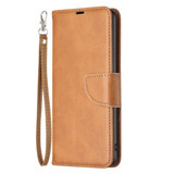 For Samsung Galaxy S24 Case - Lambskin Texture, Folio PU Leather Wallet Cover with Card Slots, Lanyard, Light Brown | iCoverLover Australia