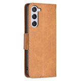 For Samsung Galaxy S24 Case - Lambskin Texture, Folio PU Leather Wallet Cover with Card Slots, Lanyard, Light Brown | iCoverLover Australia