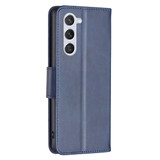 For Samsung Galaxy S24 Case - Lambskin Texture, Folio PU Leather Wallet Cover with Card Slots, Lanyard, Blue | iCoverLover Australia