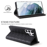 For Samsung Galaxy S22 Ultra Case Fierre Shann Crocodile Pattern Genuine Cow Leather Cover Black | iCoverLover Australia