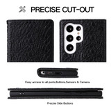 For Samsung Galaxy S22 Ultra Case Fierre Shann Crocodile Pattern Genuine Cow Leather Cover Black | iCoverLover Australia