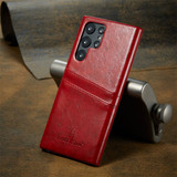For Samsung Galaxy S22 Ultra Case Deluxe Leather Protective Cover Red | iCoverLover Australia