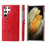 For Samsung Galaxy S22 Ultra Case Deluxe Leather Protective Cover Red | iCoverLover Australia