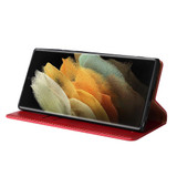 For Samsung Galaxy S22 Ultra Case Leather Flip Wallet Folio Cover Red | iCoverLover Australia