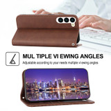 For Samsung Galaxy S23+ Plus Case, Cubic Grid PU Leather Wallet Cover, Brown | iCoverLover Australia