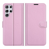 For Samsung Galaxy S22 Ultra 5G Lychee Texture Folio Protective Case, PU Leather Wallet Cover, Pink | iCoverLover Australia
