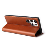 For Samsung Galaxy S22 Ultra Case Leather Flip Wallet Folio Cover Brown | iCoverLover Australia