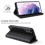 For Samsung Galaxy S22 Case Fierre Shann Crocodile Pattern Genuine Cow Leather Cover Black | iCoverLover Australia