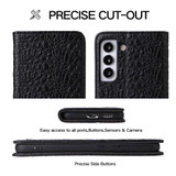 For Samsung Galaxy S22 Case Fierre Shann Crocodile Pattern Genuine Cow Leather Cover Black | iCoverLover Australia