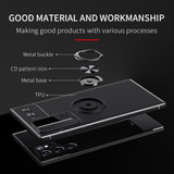 For Samsung Galaxy S22 Ultra 5G Case Metal Ring Holder Protective TPU Cover, Black+Rose Gold | iCoverLover Australia