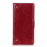 For Samsung Galaxy S22 5G Copper Buckle Folio PU Leather Case, Wallet Cover, Wine Red | iCoverLover Australia