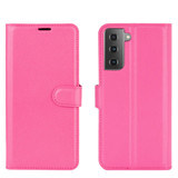 For Samsung Galaxy S21 Case Lychee Folio Protective PU Leather Wallet Cover, Rose red | iCoverLover Australia