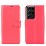 For Samsung Galaxy S21 Ultra Case Lychee Folio Protective PU Leather Wallet Cover, Red | iCoverLover Australia