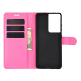 For Samsung Galaxy S21 Ultra Case Lychee Folio Protective PU Leather Wallet Cover, Rose Red | iCoverLover Australia