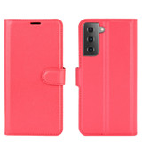 For Samsung Galaxy S21+ Plus Case Lychee Folio Protective PU Leather Wallet Cover, Red | iCoverLover Australia