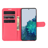 For Samsung Galaxy S21+ Plus Case Lychee Folio Protective PU Leather Wallet Cover, Red | iCoverLover Australia