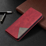 For Samsung Galaxy S21 Case Ultra Case Rhombus Texture Folio Magnetic PU Leather Cover, Wallet & Kickstand, Red | iCoverLover Australia