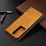 For Samsung Galaxy S21 Case Ultra Case Rhombus Texture Folio Magnetic PU Leather Cover, Wallet & Kickstand, Yellow | iCoverLover Australia