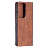For Samsung Galaxy S21 Case Ultra Case Rhombus Texture Folio Magnetic PU Leather Cover, Wallet & Kickstand, Brown | iCoverLover Australia