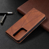 For Samsung Galaxy S21 Case Ultra Case Rhombus Texture Folio Magnetic PU Leather Cover, Wallet & Kickstand, Brown | iCoverLover Australia