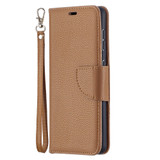 For Samsung Galaxy S21 Case Lychee Texture Folio PU Leather Cover, Wallet, Kickstand & Lanyard, Brown | iCoverLover Australia