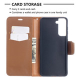 For Samsung Galaxy S21 Case Lychee Texture Folio PU Leather Cover, Wallet, Kickstand & Lanyard, Brown | iCoverLover Australia