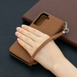For Samsung Galaxy S21 Case Lychee Texture Folio PU Leather Cover, Wallet, Kickstand & Lanyard, Brown | iCoverLover Australia