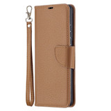 For Samsung Galaxy S21 Ultra Case Lychee Texture Folio PU Leather Cover, Wallet, Kickstand & Lanyard, Brown | iCoverLover Australia