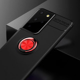 For Samsung Galaxy S21 Ultra Case Metal Ring Holder 360 Degree Rotating TPU Cover, Black+Red | iCoverLover Australia