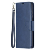 For Samsung Galaxy S21 Ultra Case Lambskin Texture Folio PU Leather Cover, Wallet, Kickstand & Lanyard, Blue | iCoverLover Australia
