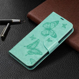 For Samsung Galaxy S21+ Plus Case Butterflies Emboss Folio PU Leather Cover, Wallet, Kickstand & Lanyard, Green | iCoverLover Australia