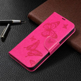 For Samsung Galaxy S21+ Plus Case Butterflies Emboss Folio PU Leather Cover, Wallet, Kickstand & Lanyard, Rose Red | iCoverLover Australia