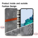 For Samsung Galaxy S21 Case, Cubic Grid Folio Magnetic PU Leather Cover Wallet, Kickstand, Gray | iCoverLover Australia