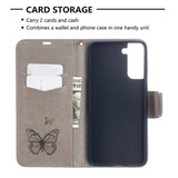 For Samsung Galaxy S21+ Plus Case Butterflies Emboss Folio PU Leather Cover, Wallet, Kickstand & Lanyard, Grey | iCoverLover Australia