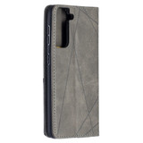 For Samsung Galaxy S21 Case Rhombus Texture Folio Magnetic PU Leather Cover, Wallet & Kickstand, Grey | iCoverLover Australia