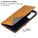 For Samsung Galaxy S21 Case Rhombus Texture Folio Magnetic PU Leather Cover, Wallet & Kickstand, Yellow | iCoverLover Australia