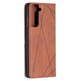For Samsung Galaxy S21 Case Rhombus Texture Folio Magnetic PU Leather Cover, Wallet & Kickstand, Brown | iCoverLover Australia