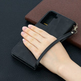 For Samsung Galaxy S21+ Plus Case Lambskin Texture Folio PU Leather Cover, Wallet, Kickstand & Lanyard, Black | iCoverLover Australia