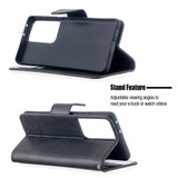 For Samsung Galaxy S21 Ultra Case Lambskin Texture Folio PU Leather Cover, Wallet, Kickstand & Lanyard, Black | iCoverLover Australia