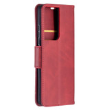 For Samsung Galaxy S21 Ultra Case Lambskin Texture Folio PU Leather Cover, Wallet, Kickstand & Lanyard, Red | iCoverLover Australia