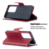 For Samsung Galaxy S21 Ultra Case Lambskin Texture Folio PU Leather Cover, Wallet, Kickstand & Lanyard, Red | iCoverLover Australia