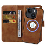For iPhone 13 Case Detachable Wallet Cover Compatible with MagSafe Brown | iCoverLover Australia