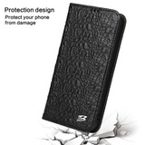For iPhone 14 Plus Case Crocodile Pattern Genuine Cow Wallet Leather Cover Black | iCoverLover Australia