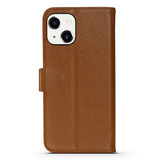 For iPhone 14 Plus Case Fashion Cowhide Genuine Leather Wallet Cover Brown | iCoverLover Australia