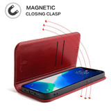 For iPhone 14 Plus Case Fierre Shann Genuine Cowhide Leather Wallet Cover Red | iCoverLover Australia