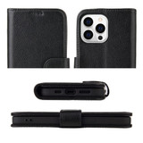 For iPhone 14 Pro Case iCoverLover Black Genuine Cow Leather Wallet Folio Cover | iCoverLover Australia