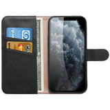 For iPhone 14 Pro Case Fashion Cowhide Genuine Leather Wallet Cover Black | iCoverLover Australia