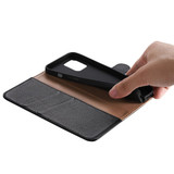For iPhone 14 Pro Case Fashion Cowhide Genuine Leather Wallet Cover Black | iCoverLover Australia