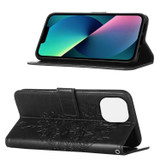 For iPhone 14 Plus Case, Embossed Floral Butterfly, PU Leather Wallet Cover, Lanyard, Stand, Black | iCoverLover Australia